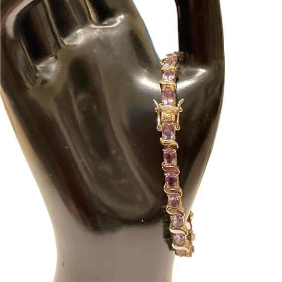 Sterling Silver Amethyst Tennis Bracelet - Picture 9 of 11